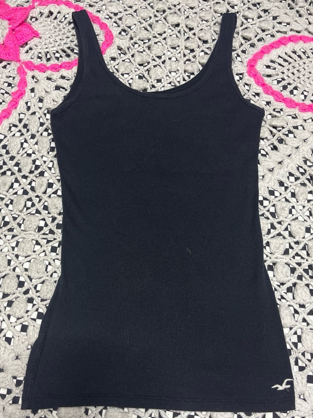 Hollister Black Ribbed Scoop Tank